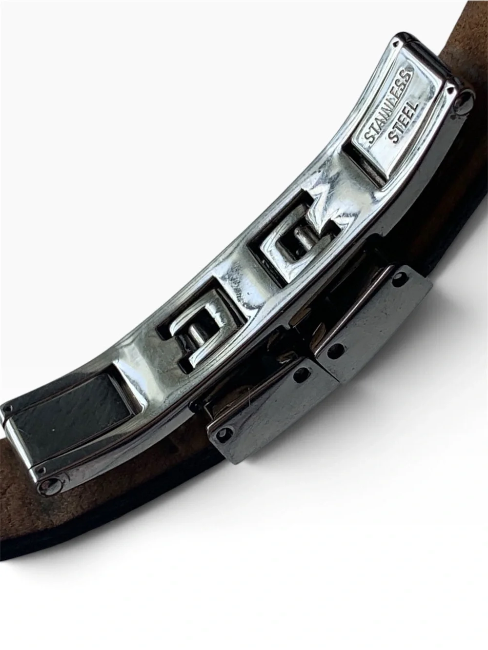 Women’s Opex Paris Rectangular Watch with brown leather bracelet, New Battery